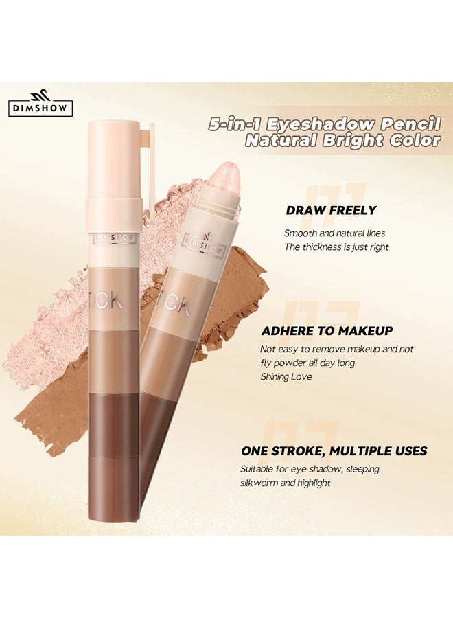 DIMSHOW Eye Shadow Stick-Multi Functional 4 Colors Shadow Stick and Highlighter Makeup 4 in 1 Long Lasting Eyeshadow Pencil - Image 5